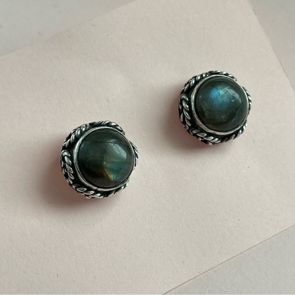 Labradorite Crystal & Sterling Silver Earring Studs